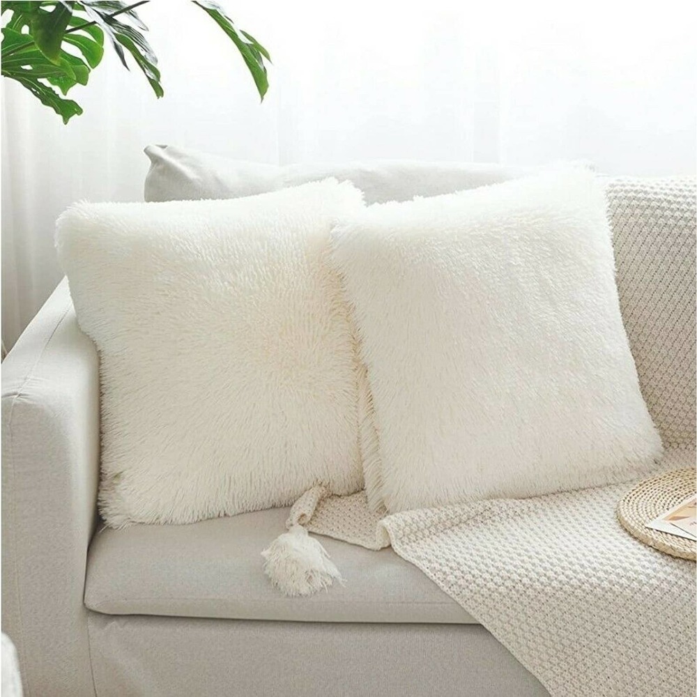 Faux Fur Pillow Covers 18x18 Set of 2